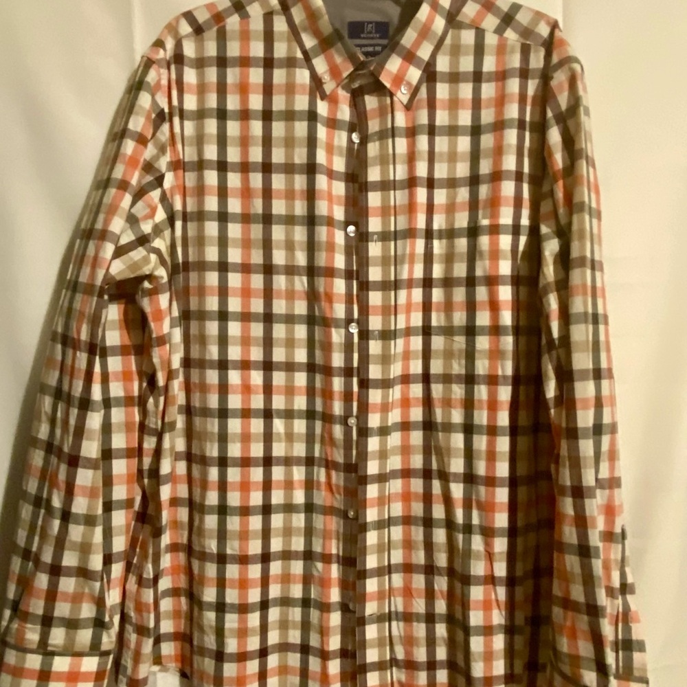 George Orange and Brown Plaid Button-Down Shirt - Picture 3 of 8